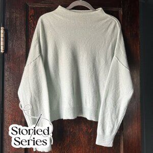 Pilcro Alani 100% Cashmere Funnel Neck Sweater Spring Green SM (Storied Series)